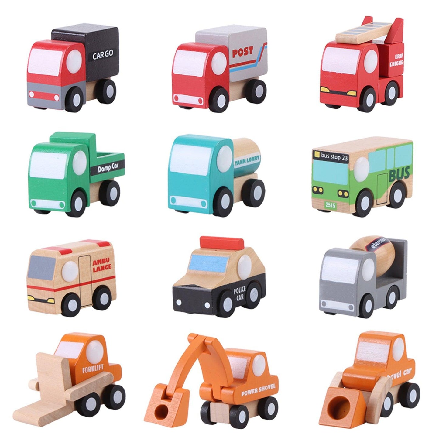 Set de 12 Coches de Juguete de Madera - mudhouse