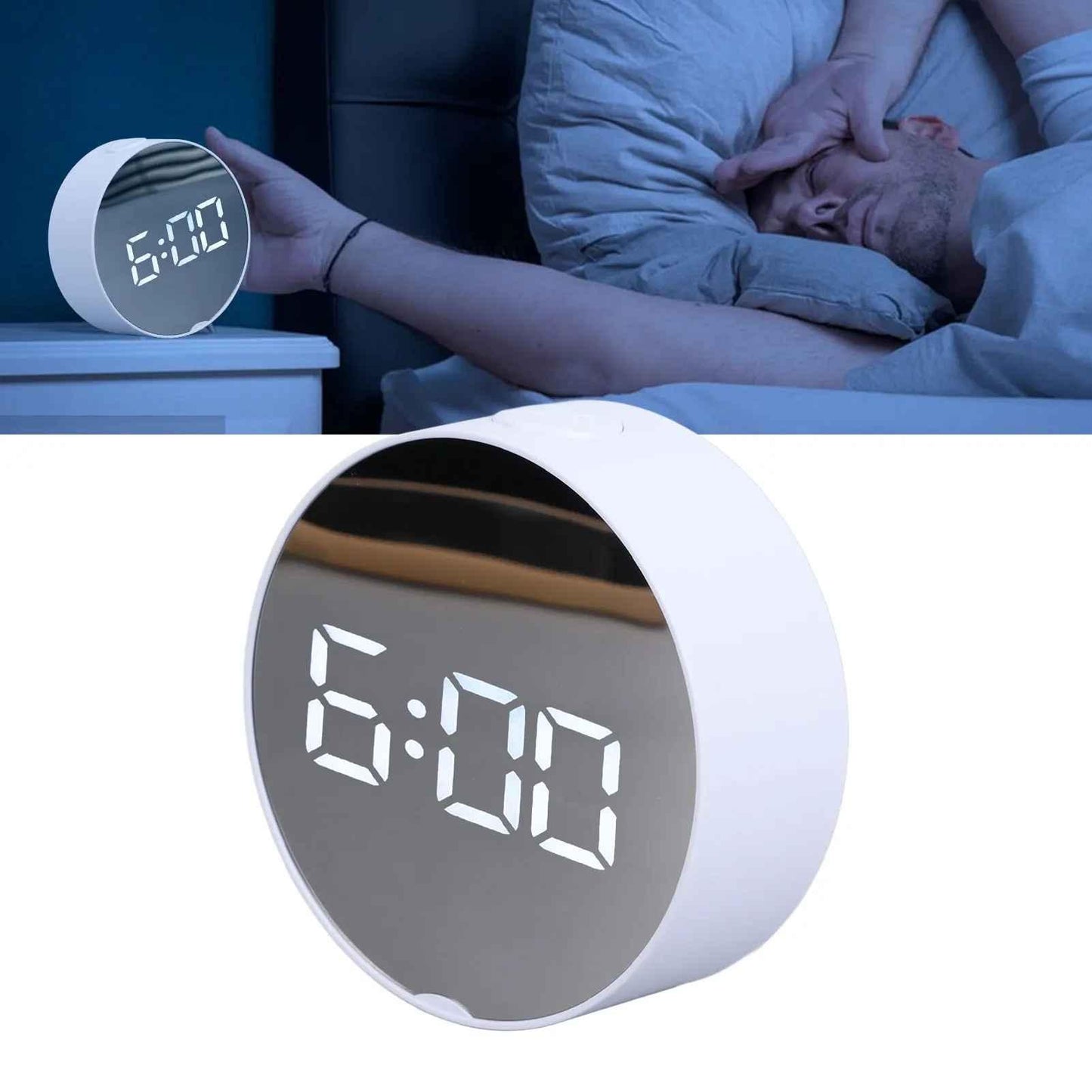 Reloj Despertador Digital con Espejo LED - mudhouse