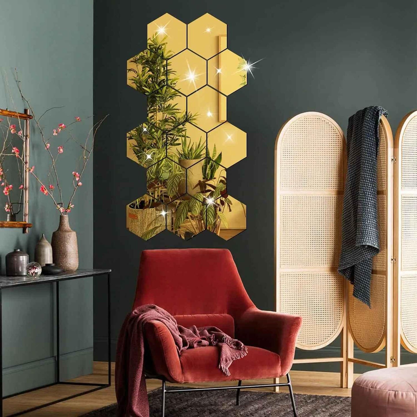 Espejos Adhesivos Hexagonales para Pared - mudhouse