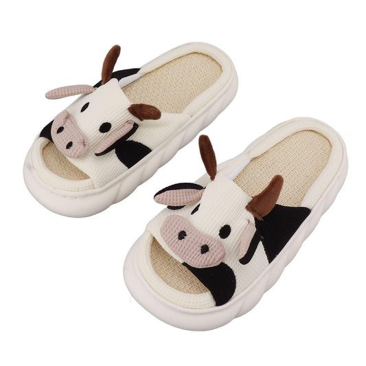 Pantuflas de Lino con Estampado de Vaca - mudhouse